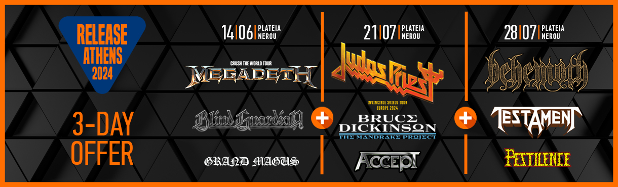 Release Athens 2024: 3day offer / Megadeth + Judas Priest + Behemoth