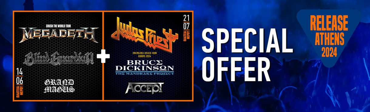 Release Athens 2024: Προσφορά διημέρου / Megadeth + Judas Priest/Bruce Dickinson